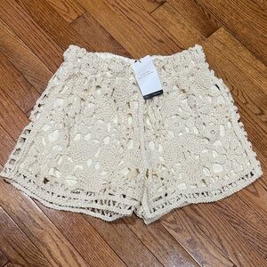 SHEIN High Waist Crochet Shorts in Cream